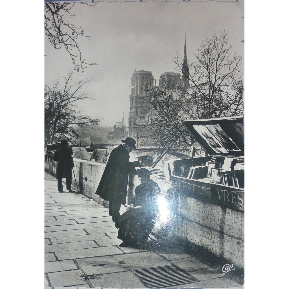 1951 Paris France Notre Dame‎ Bouquiniste London George VI Stamp RPPC